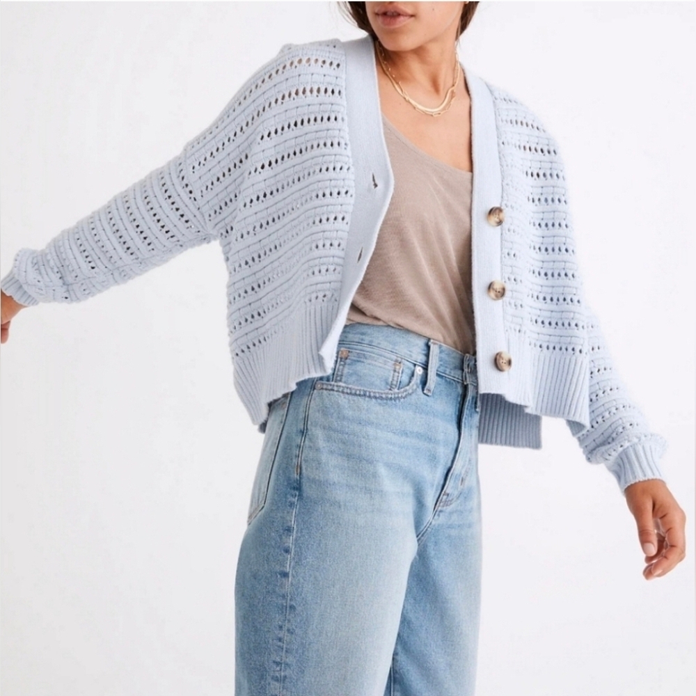 Madewell Light Babyblue Textured Cardigan